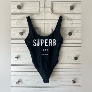 FOREVER 21 SUPERB 1999 NEW YORK BLACK BODYSUIT